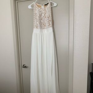 Lulu’s Forever & Always White Lace Maxi Dress